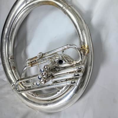 King 2350 BBb Satin Silver Sousaphone - complete overhaul with case, neck, and bits image 2