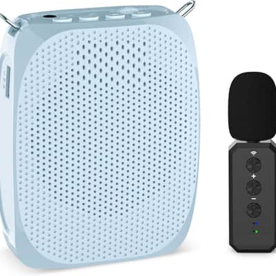 Voice Amplifier Wireless Lavalier Microphone, Teacher Microphone with Speakers, Wireless Lapel Amplifier, Mini Voice Amplifier for Teachers, Speech, Meeting, Yoga, Streaming image 1
