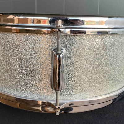 Vintage 1960's Slingerland No. 161 Deluxe Student Model 5x14" 6-Lug Snare Drum with Stick-Saver Hoops in Silver Sparkle image 5