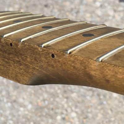 Lefty Musikraft Custom 50s V Profile Relic Tele Guitar Neck Amber Bone Nut Maple image 10