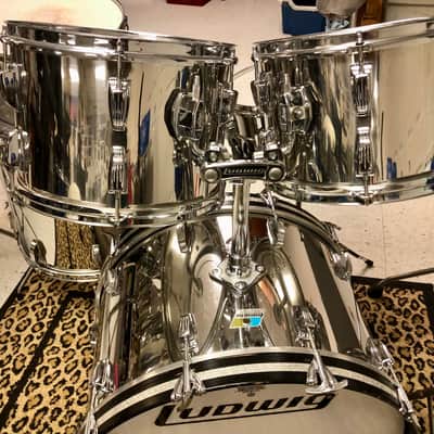 1970s 7pc Ludwig Stainless steel Drum Kit image 4