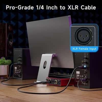 6.35mm TRS to XLR Cable - 3m, Male to Male XLR to 6.35mm (1/4 Inch) TRS Cable, Black image 3