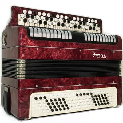 Tulskiy Russian Bayan Etude, 3 Row Chromatic Button Accordion 100 Bass, B System, Straps and Case, Soviet Garmoshka Tula, 2760 image 2