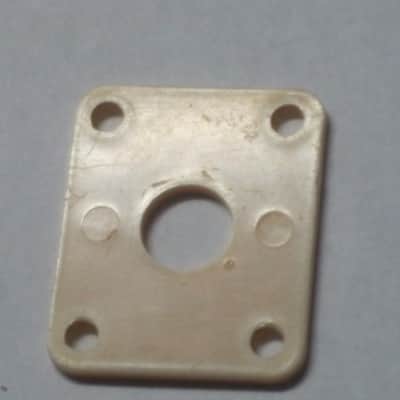 used (has some nicks & scratches) unknown brand CREME PLASTIC RECTANGLE Jack Plate + nickel finish SCREWS (refer to measurements in description) flat - but will flex when installed, might fit Epiphone LP 100 model guitar (NO guitar included) image 20