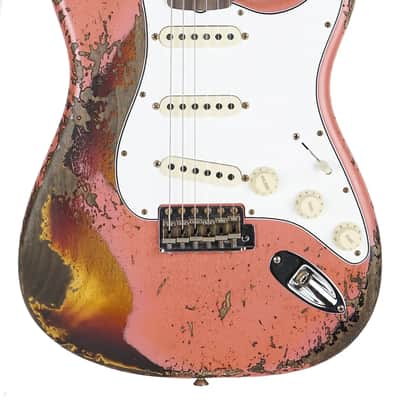 Fender Custom Shop '65 Stratocaster Super Heavy Relic Tahitian Coral Over Sunburst image 5