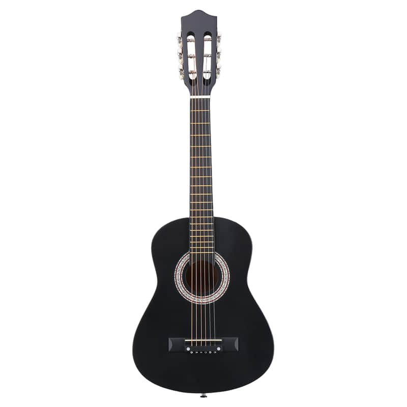 Cxxss Matte Black 30-inch Round Acoustic Guitar with Picks, Strings, Capo, Case, Tuner, and Strap image 1