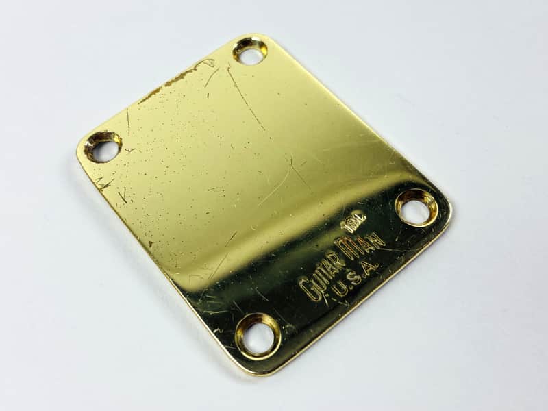 Guitar Man U.S.A. Vintage Brass Neck Plate – Early 1980s image 1