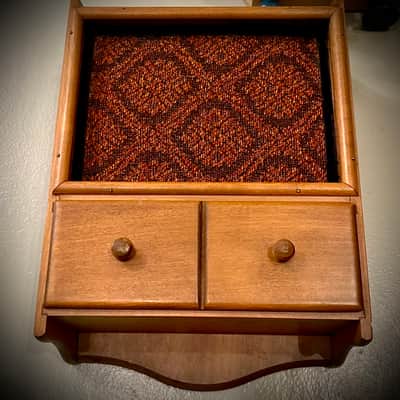 Rotary Connection Mini wallhanging guitar speaker cab. 5” Jensen Mod 5/30 speaker. Lil’ drawer for picks. Vintage style/sound. 2026 - Wood image 8