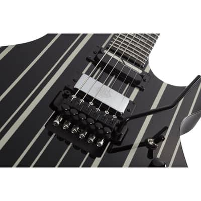 Schecter Synyster Gates Signature Custom Sustainiac - Ebony Fingerboard, Gloss Black w/Silver Pin Stripes image 2