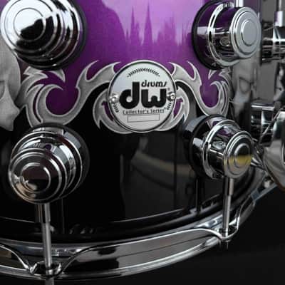~NEW~ DW Collector's Series SSC Pure Maple 8x14 Snare Drum in Exotic Sawblades & Skulls Graphics w/ Chrome Hardware image 3