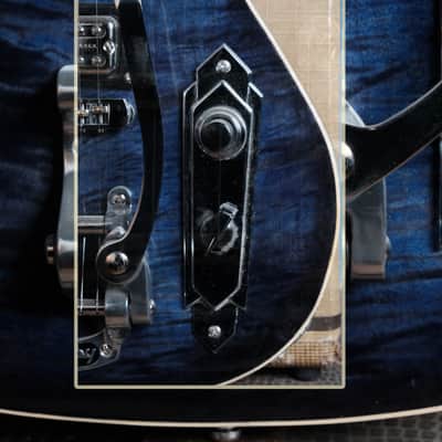 Postal Midnight Special Flamed Maple Blue Silverplate Engraved Pickguard Bigsby image 12