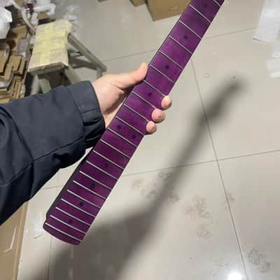 1 Round stainless steel 22frets Purple satin finish Maple guitar neck 25.5inch hole 10mm Abalone dot st