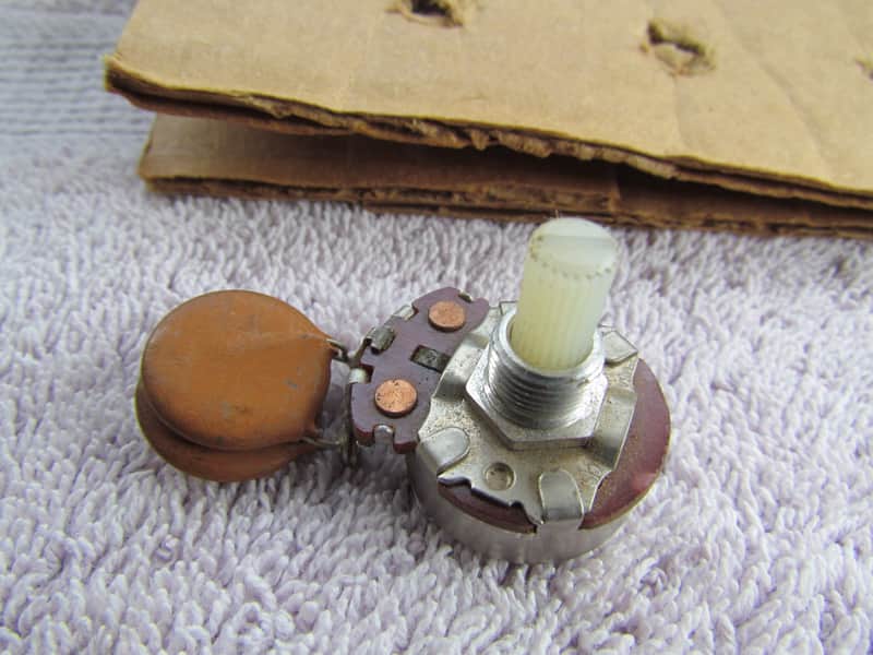 1967 CTS Potentiometer With Disk Capacitors Vintage Solid Plastic Shaft Potentiometer Genuine Vintage Potentiometer image 1