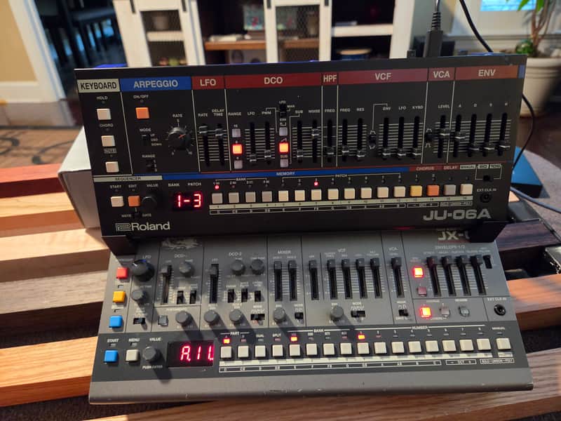 Roland JU-06A AND Roland JX-8 Boutique Series Synthesizer Modules With Stand image 1