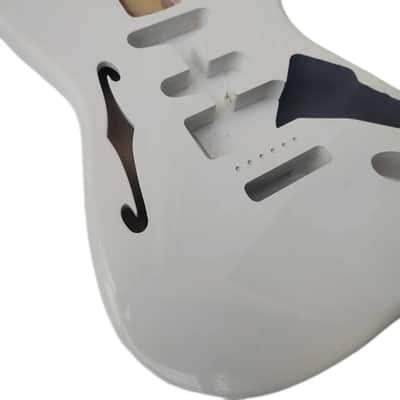 White HSS Semi Hollow Strat Style Guitar Alder Wood Body image 2