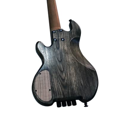 SKS Black Rhino Short Scale 24.5 inches Handmade Headless Electric Bass Guitar Oil Grey image 5