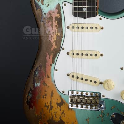 Fender Custom Shop 65 Stratocaster Super Heavy Relic Super Faded Aged  2025 - Sherwood Green Over 3 Tone Sunburst (COD 2141UG) image 7