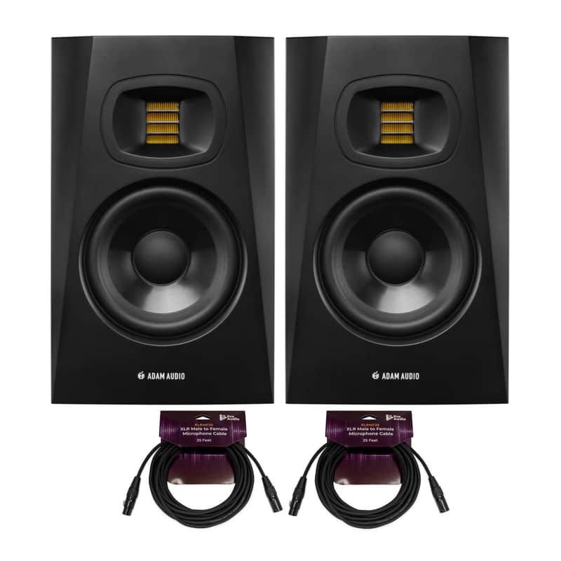 Adam Audio T5V Active Nearfield Monitor 2 Pack with 2 x 25 Feet XLR Cable Bundle image 1
