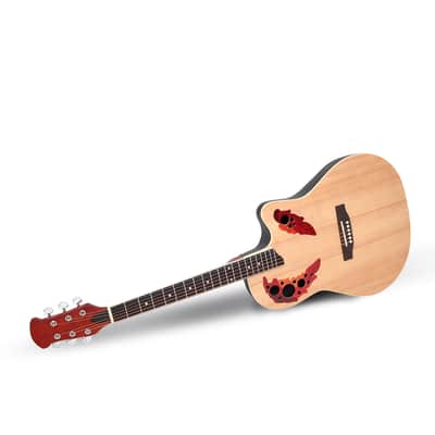 41 inch Cutawary Round Back Acoustic Guitar Spruce Top Grape Hole 2020s - Burlywood image 9