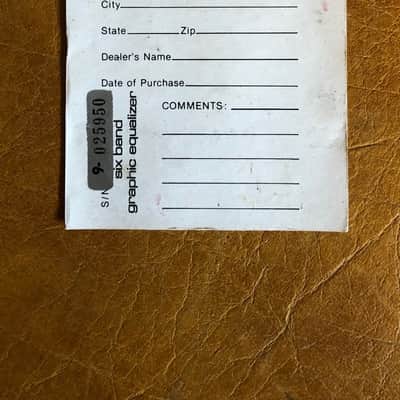 Vintage 70's MXR Six Band Graphic Equalizer Warranty Card image 1