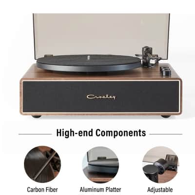 Crosley CR6046A 2-Speed Stave Turntable Record Player - Walnut and Gold-NEW image 3
