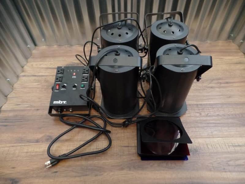 MBT Lighting 4 Pack P38 Par Cans with MBT Chase 4 Channel DJ Light Controller image 1