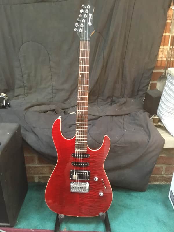 Brownsville New York Strat Style Guitar Red Flame Maple | Reverb