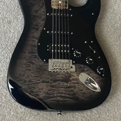 Fender QMT Pale Moon Ebony Stratocaster 2019 - Transparent Black Burst Plus Top image 2