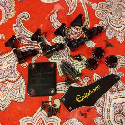2016 EPIPHONE THUNDERBIRD PARTS LOT, TUNERS, KNOBS, PLATES, SCREWS image 1