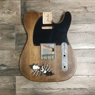 FRANCHIN Mars guitar body Aged Laser-cut Skulls drawings Natural Alder Halloween T-Style Made in Italy - Stock piece #19571024 image 6