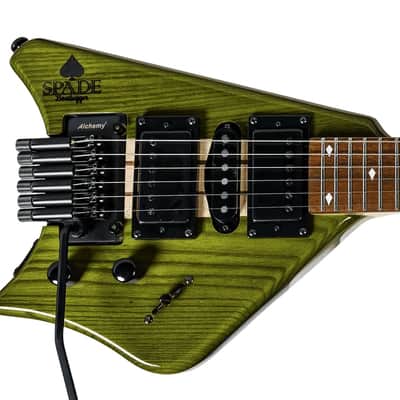 Spade Green Clear With Floating Tremolo HSH Pickups Coil Split & Stiletto Case image 4