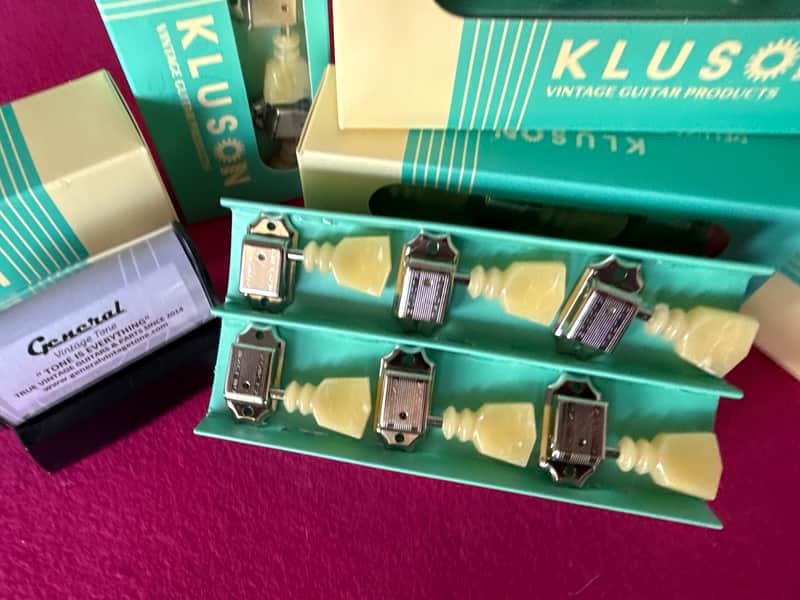 Kluson KLUSON 3 aside tulip Double ring Tuners - Double line stamp Nickel image 1
