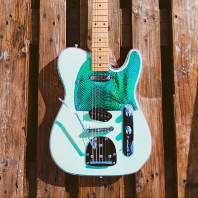 AVALAIBLE - The Surf Telemaster - Atomic Age Style Guitar - Relic Surf Green/Chrome/Reptile Crossover image 10