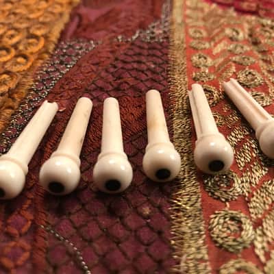 Martin Guitar Real Bone Bridge Pins With Ebony Dots Set of 6 image 1