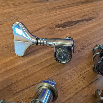 Schaller Bass Guitar Tuning Pegs Vintage Mid 1970s Nickel 2 Pegs Good 2 For Parts image 4