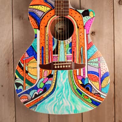 Fender California Series CUSTOM Art guitar LE Newporter Player - " A RIVER RUNS THROUGH IT "w/Soft Case image 4