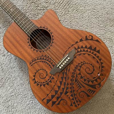 Luna Tattoo 40 Inch Acoustic Guitar, Mahogany Body, Mahogany Neck, Rosewood Fingerboard image 1