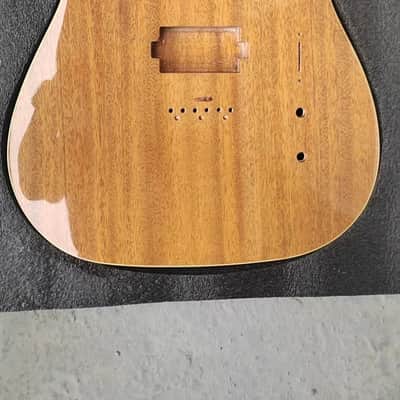 Natural Finish Mahogany Telecaster Tele Style Guitar Body with Black Binding image 1