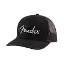 NEW Fender Silver Thread Logo Snapback Trucker Hat - Black