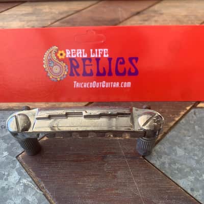 Real Life Relics Vintage  Wrap Around Bridge Tailpiece Kit Nickel Aged With Studs and Posts   [A7]