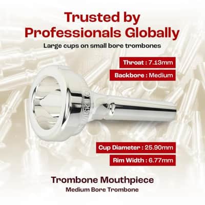 Denis Wick Classic Trombone Mouthpiece Silver Plated, 5880-12CS - V-Type Design for Balanced Tone & Smooth Response - Small Shank Fitting Trombone Accessory 24.7 x 6.5 x 6.1mm image 4