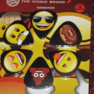 new in package (old stock) Perri's Leather Ltd. / Perri's LP12-EMO5 emoji Guitar Picks - Med Gauge - Celluloid Plastic, 351 shape - but slightly curved (LP12EMO5) image 3