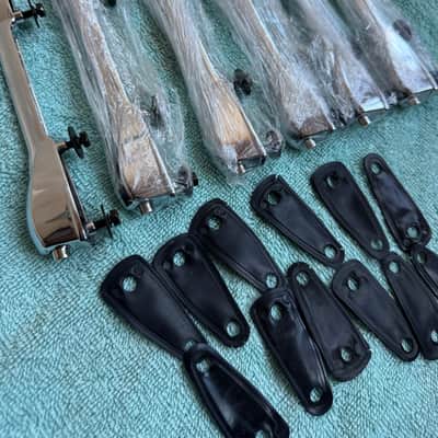 Premier Lot of 6 Tom or Snare Drum Lugs + Mounting Screws 90s - Chrome image 8