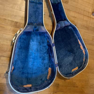 Vintage MIJ Japanese Acoustic guitar dreadnought Case 1970’s 70’s- Salmon Pinw blue interior fits Yamaha FG-180 red label and others image 5