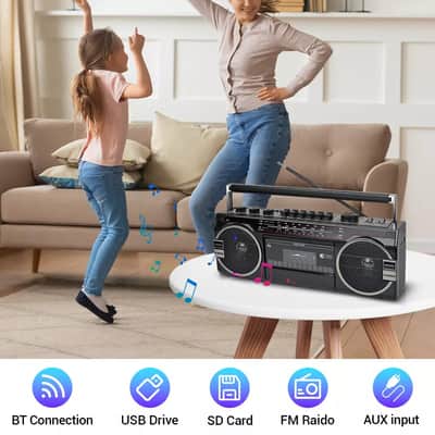 Retro Cassette Radio Player & Bluetooth Speaker – The Ultimate Music Lovers Companion image 2