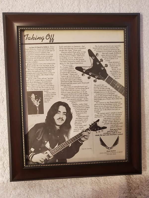1979 Dean Guitars Promotional Ad Framed Dean Zelinski, Kerry Livgren Original image 1