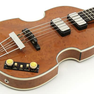 2015 Hofner Gold Label 500/1-MBU Violin Bass Walnut Stained Birdseye Maple image 13