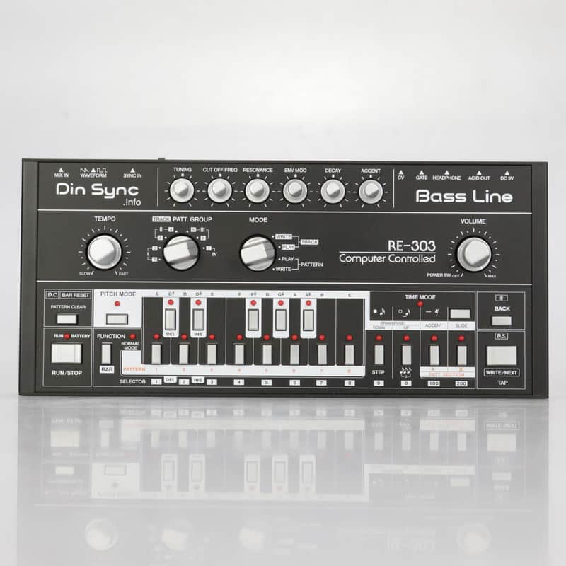 Din Sync RE-303 Bass Line Analog Synth Roland TB-303 Replica Black