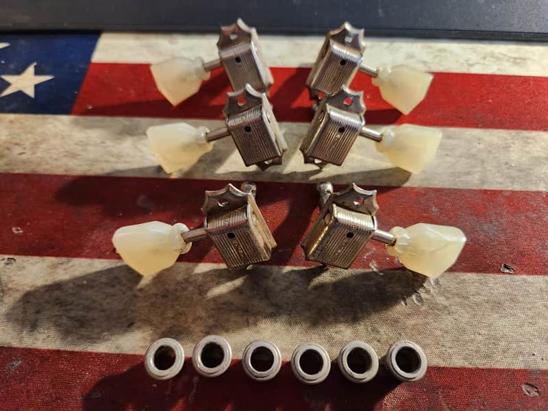 Vintage Kluson Single Line Single Ring Keystone Tuners 1958-1959 - Nickel Les Paul Burst image 1