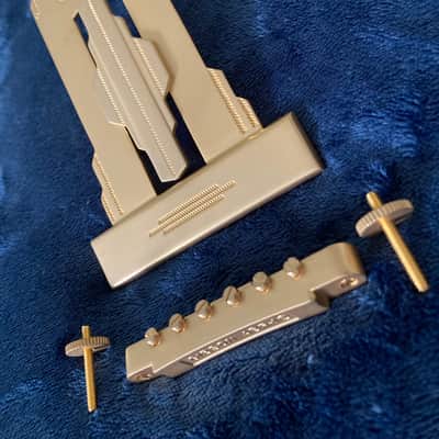 Gibson-OEM-Exclusive L-5 “Satin” Gold Plated brass Tailpiece with matching Satin Gold  parts package. image 6